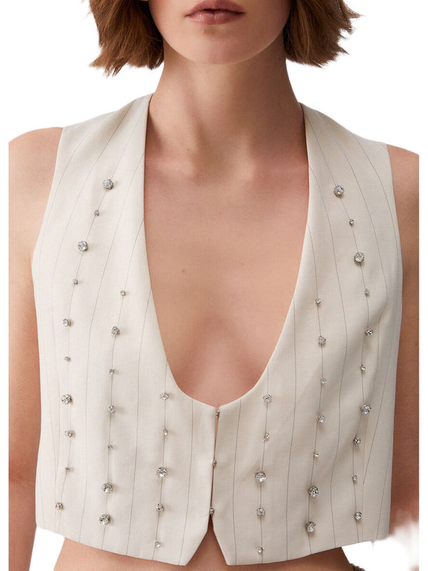 Liu jo Gilet gessato con ricami gioiello CA6114 T557A-P9579