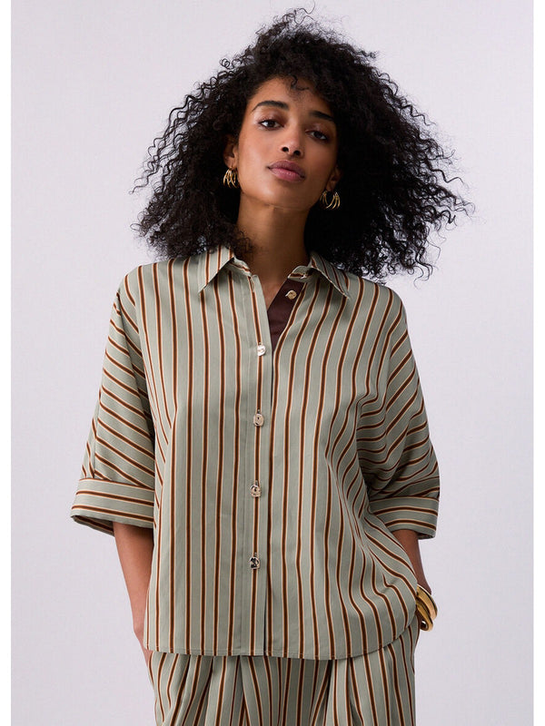 Liu jo Camicia Green/tabacco stripe CA6351 T553A-P9641