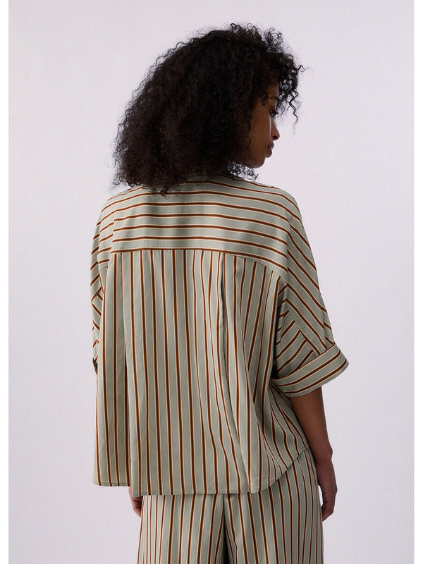 Liu jo Camicia Green/tabacco stripe CA6351 T553A-P9641