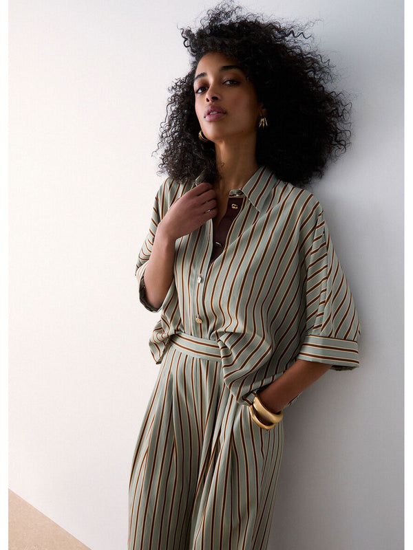 Liu jo Camicia Green/tabacco stripe CA6351 T553A-P9641