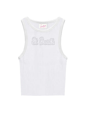 Mc2 Saint Barth Woman Rib Tank Top Ada Rib St Barth 01N Patch - Aad001