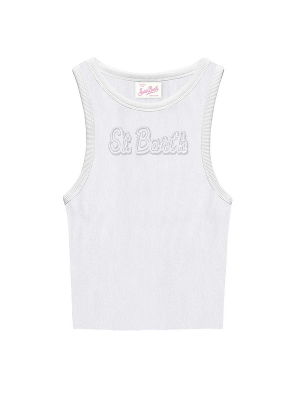 Mc2 Saint Barth Woman Rib Tank Top Ada Rib St Barth 01N Patch - Aad001