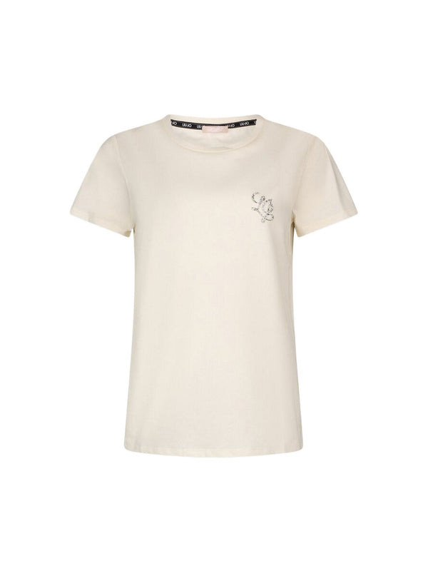 Liu jo T-shirt White milk/LJ strass TA6056 JS923-P9192