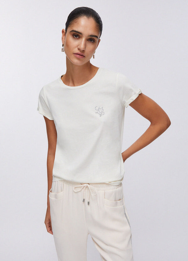 Liu jo T-shirt White milk/LJ strass TA6056 JS923-P9192