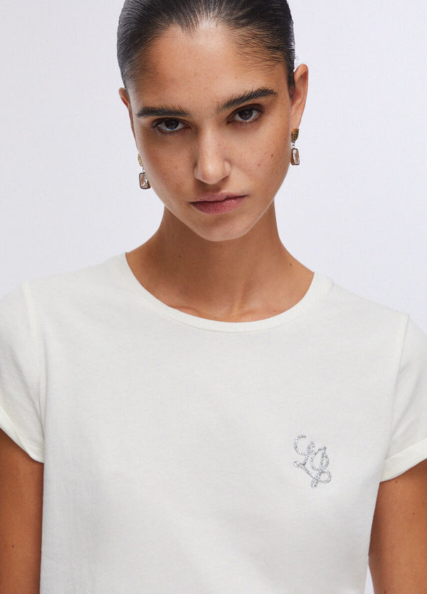Liu jo T-shirt White milk/LJ strass TA6056 JS923-P9192