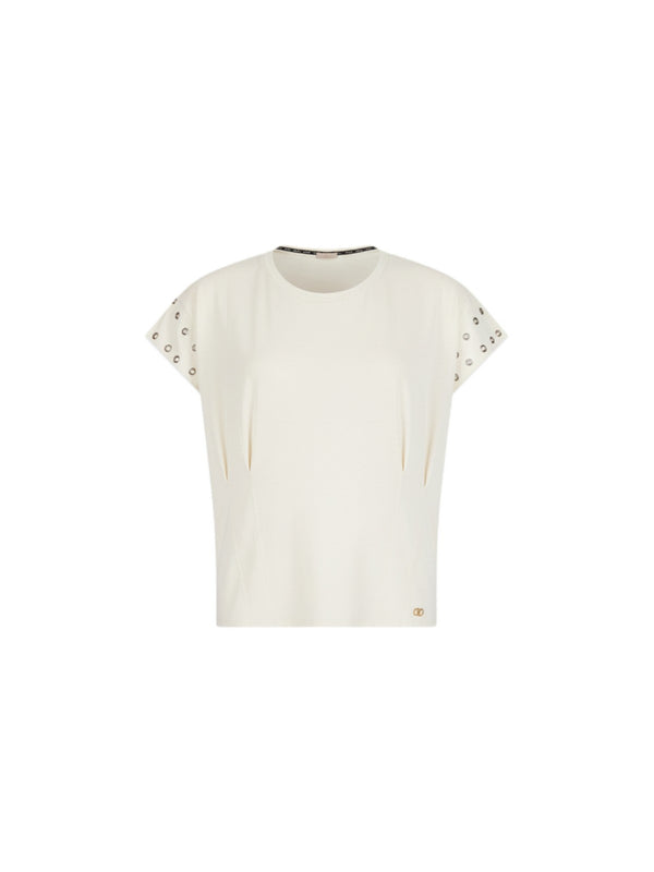 Liu jo T-shirt con occhielli decorativi White milk TA6251 JS003-10105