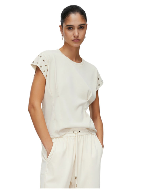 Liu jo T-shirt con occhielli decorativi White milk TA6251 JS003-10105