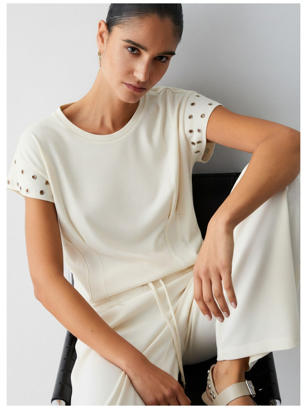 Liu jo T-shirt con occhielli decorativi White milk TA6251 JS003-10105