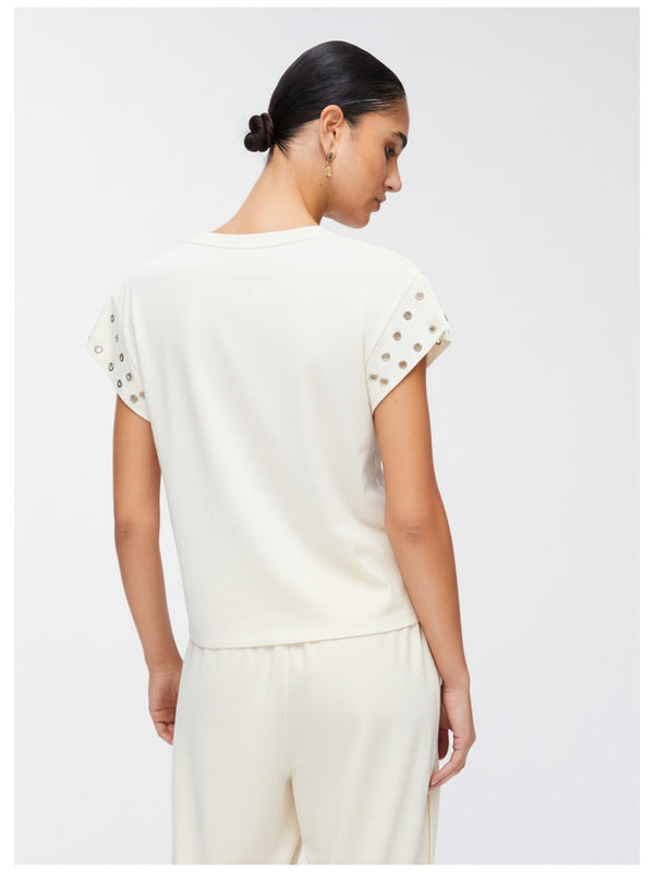Liu jo T-shirt con occhielli decorativi White milk TA6251 JS003-10105