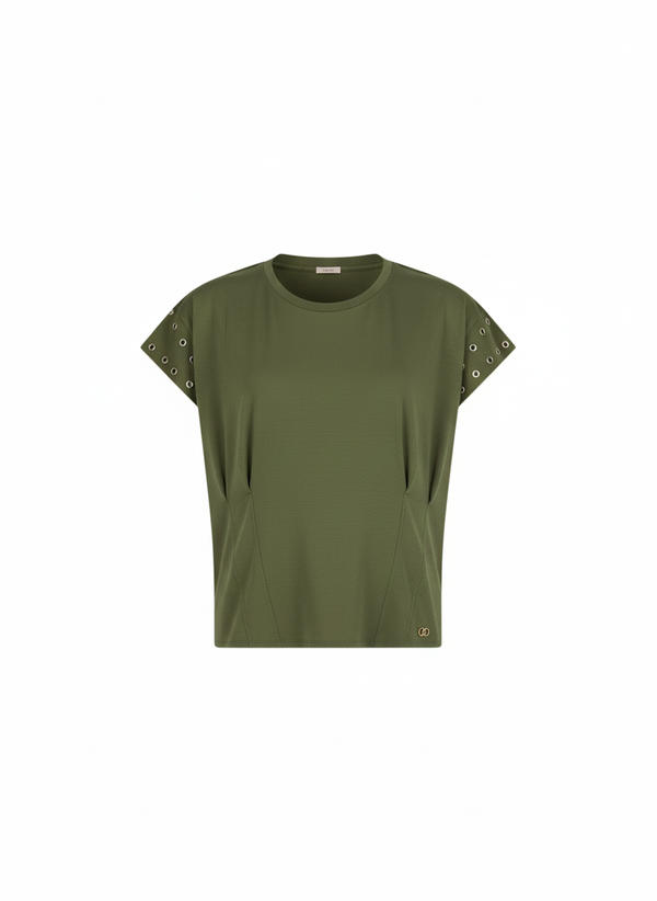 Liu jo T-shirt con occhielli decorativi Military TA6251 JS003-76009