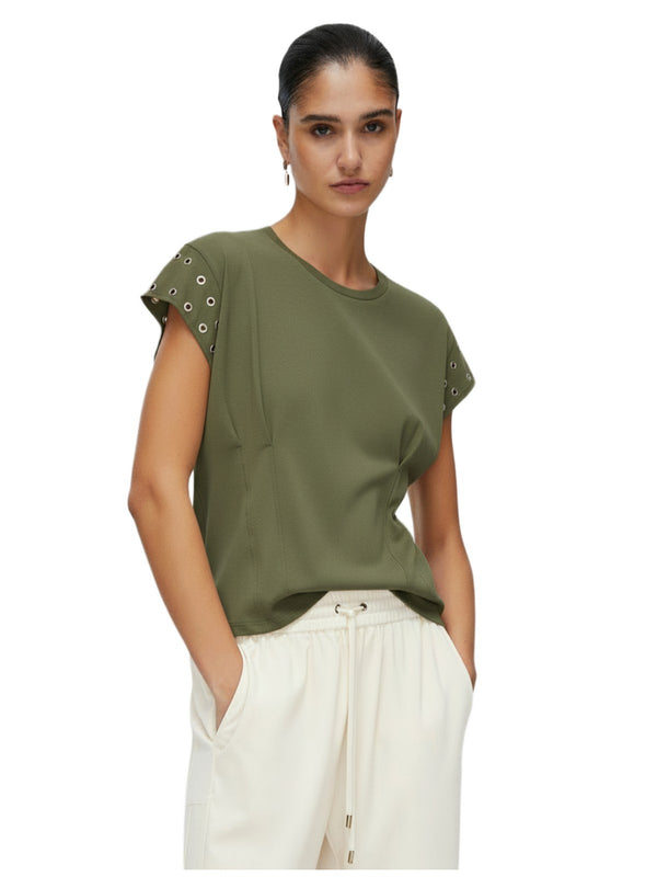 Liu jo T-shirt con occhielli decorativi Military TA6251 JS003-76009