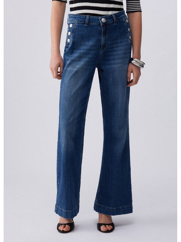 Liu jo Jeans flare a vita alta con bottoni UA6162 D0275-78988