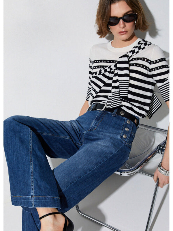 Liu jo Jeans flare a vita alta con bottoni UA6162 D0275-78988