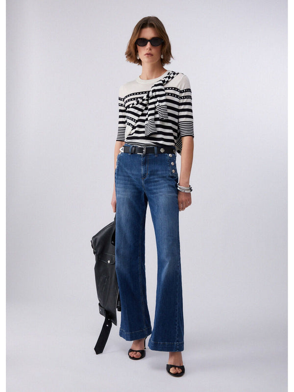 Liu jo Jeans flare a vita alta con bottoni UA6162 D0275-78988