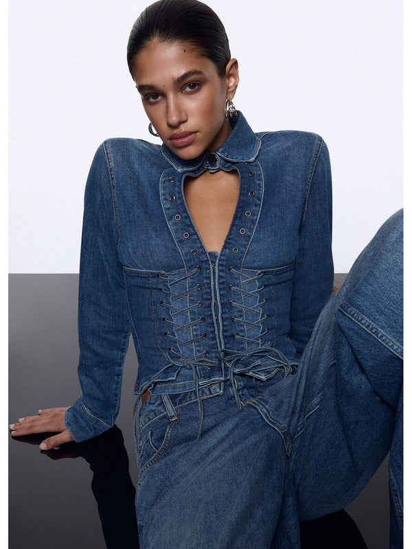 Liu jo Camicia Den.md.Blue intrecci UA6507 D0399-79157