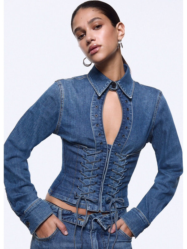 Liu jo Camicia Den.md.Blue intrecci UA6507 D0399-79157