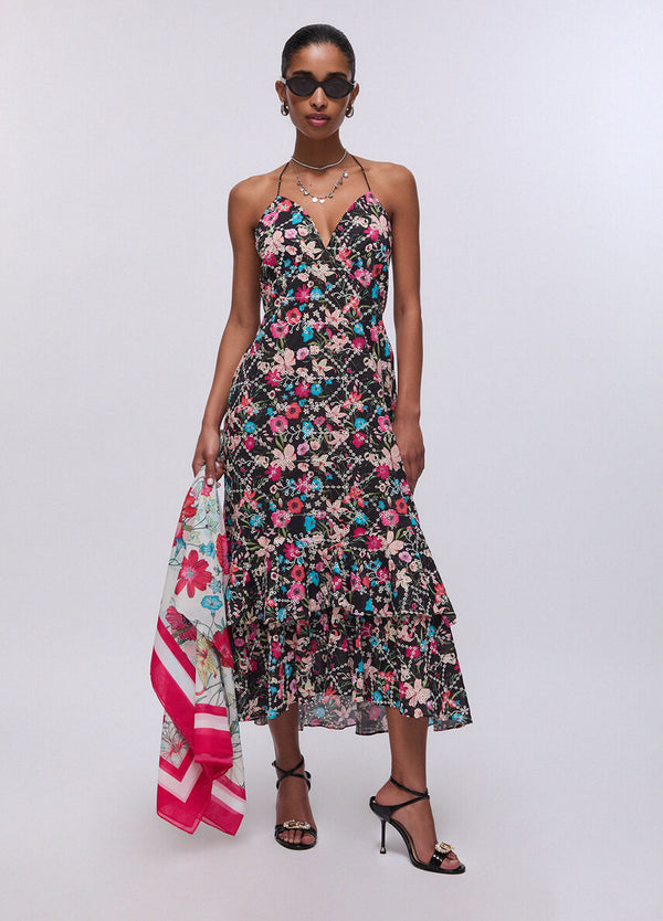 Liu jo Abito Black summer flower VA6095 T531A-P9284