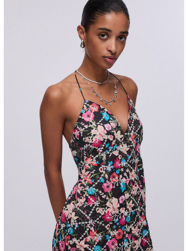 Liu jo Abito Black summer flower VA6095 T531A-P9284