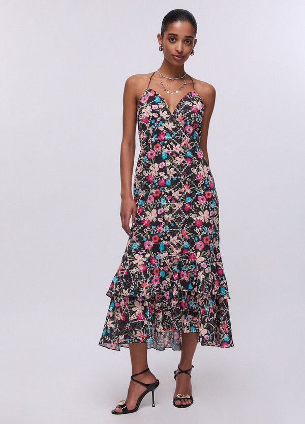 Liu jo Abito Black summer flower VA6095 T531A-P9284