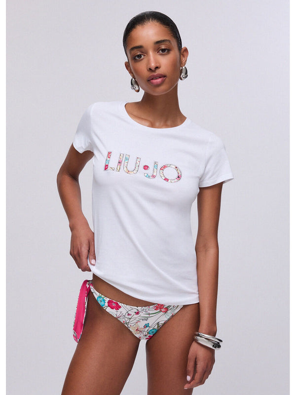 Liu jo T-shirt Bianco/flowers VA6169 JS003-Q9136