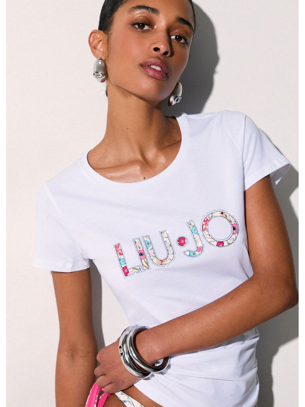 Liu jo T-shirt Bianco/flowers VA6169 JS003-Q9136