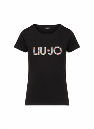 Liu jo T-shirt Nero/flowers VA6169 JS003-W9449