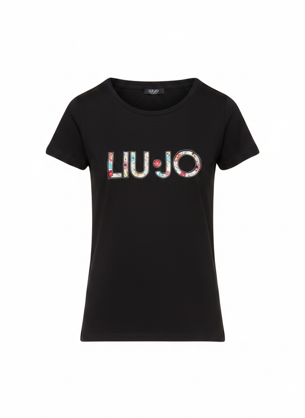 Liu jo T-shirt Nero/flowers VA6169 JS003-W9449