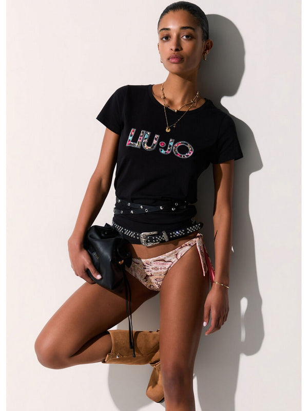 Liu jo T-shirt Nero/flowers VA6169 JS003-W9449
