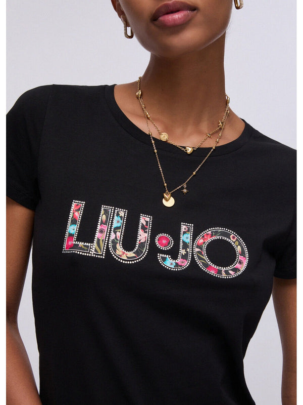 Liu jo T-shirt Nero/flowers VA6169 JS003-W9449