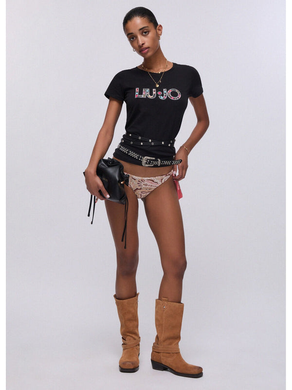 Liu jo T-shirt Nero/flowers VA6169 JS003-W9449