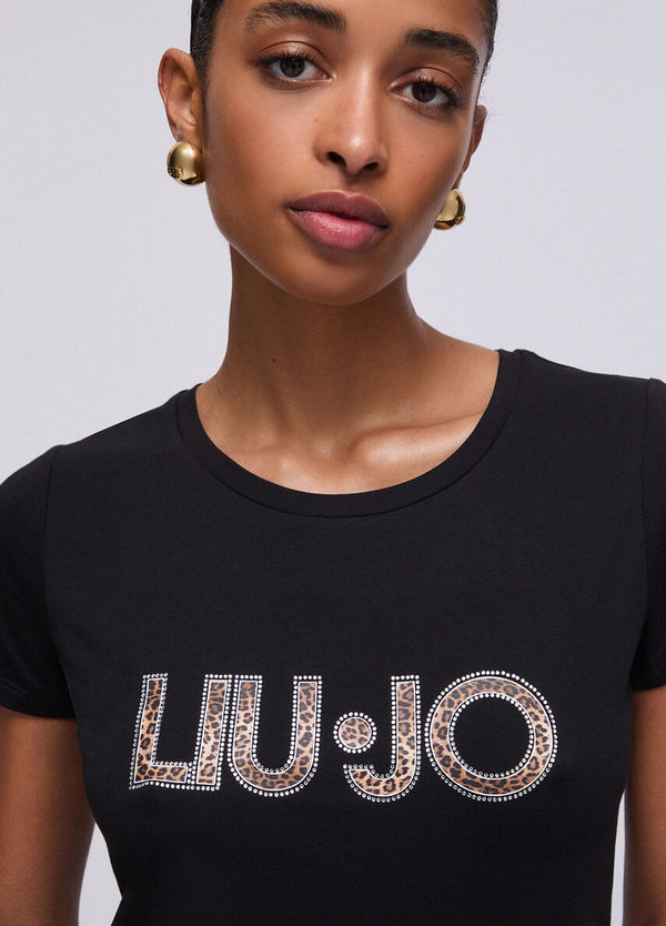 Liu jo T-shirt Nero/animalier VA6169 JS003-Y9908