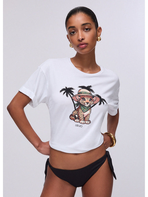 Liu jo T-shirt B.co/small leopard VA6170 JS003-P9493