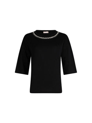 Liu jo T-shirt Nero collar motif WA6128 JS904-P9320