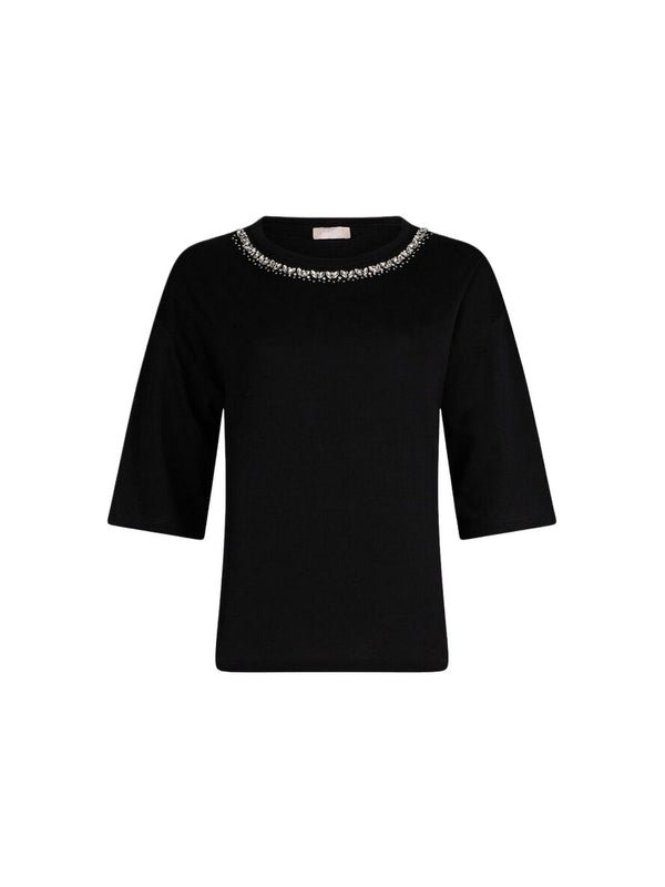 Liu jo T-shirt Nero collar motif WA6128 JS904-P9320