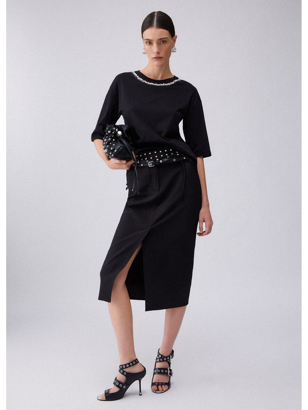Liu jo T-shirt Nero collar motif WA6128 JS904-P9320