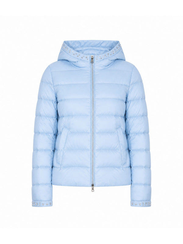 Liu Jo Piumino Donna Azzurro Chiaro con Strass e Cappuccio WA6232 T3341-X0765