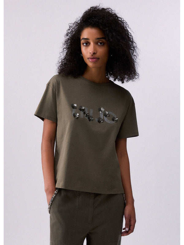 Liu jo T-shirt Dk.olive LiuJo sequi WA6238 JS923-P9330