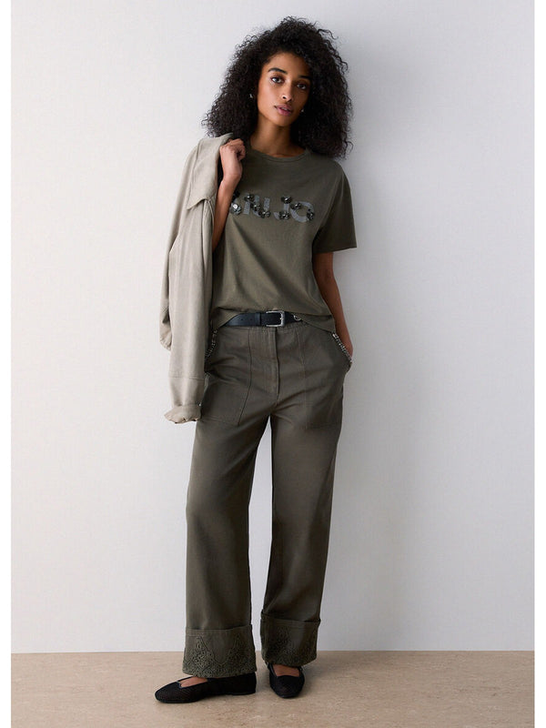 Liu jo T-shirt Dk.olive LiuJo sequi WA6238 JS923-P9330