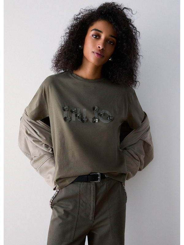 Liu jo T-shirt Dk.olive LiuJo sequi WA6238 JS923-P9330