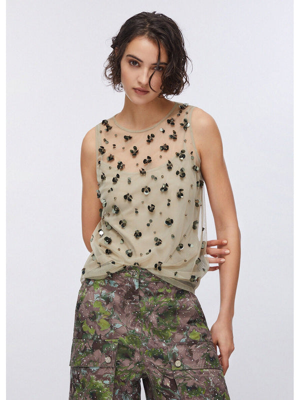 Liu jo Top/Canotta Dk.olive embroiderie WA6310 J3860-P9240