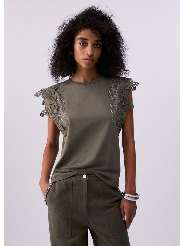 Liu jo T-shirt Dark olive WA6311 J3885-90822