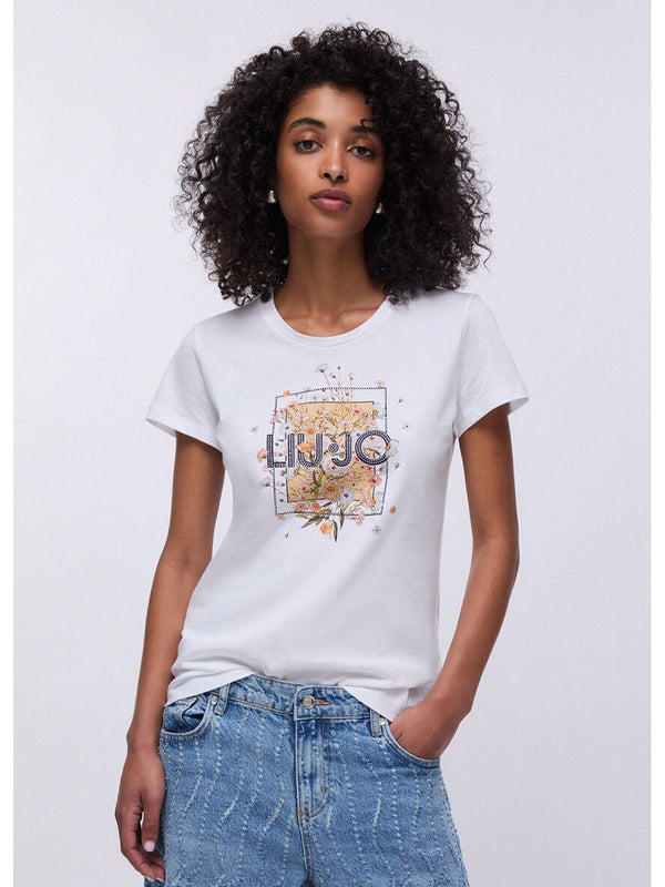 Liu jo T-shirt Bco LiuJo foulard bl WA6493 JS923-P9604