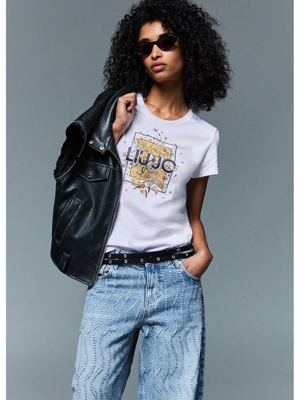 Liu jo T-shirt Bco LiuJo foulard bl WA6493 JS923-P9604