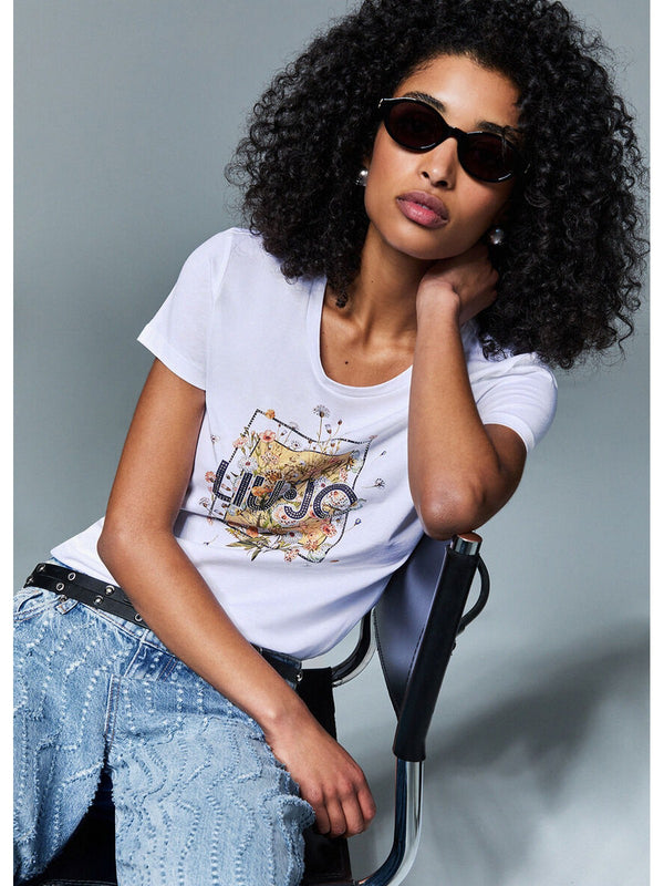 Liu jo T-shirt Bco LiuJo foulard bl WA6493 JS923-P9604