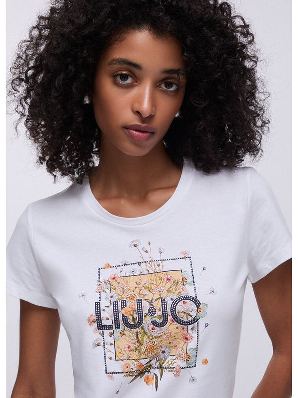 Liu jo T-shirt Bco LiuJo foulard bl WA6493 JS923-P9604