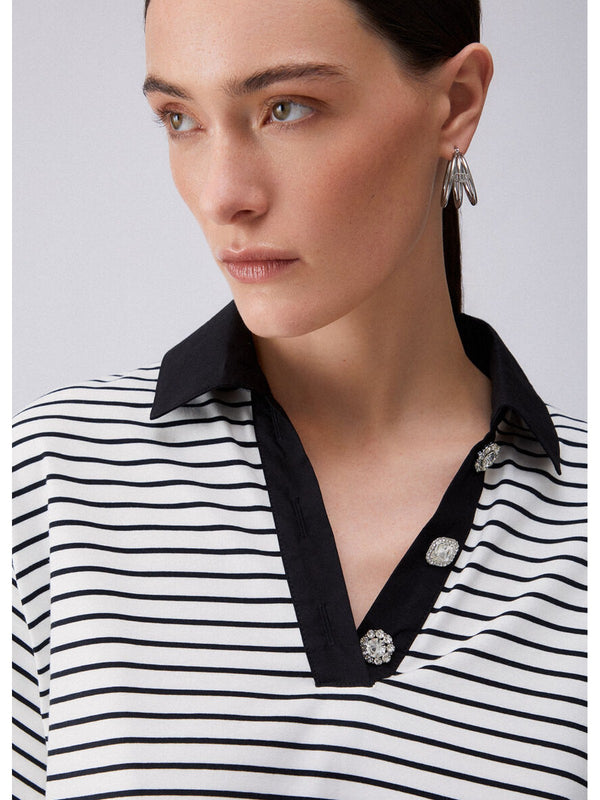 Liu jo T-shirt Bl&white strip/black WA6495 J4909-P9442