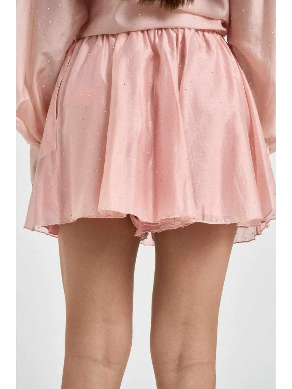 Actualee Shorts Donna Rosa con Strass All Over e Vita Elasticizzata  Art. SR000063