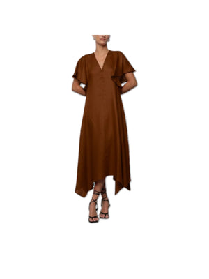Abito donna 100% lino con maniche di volume