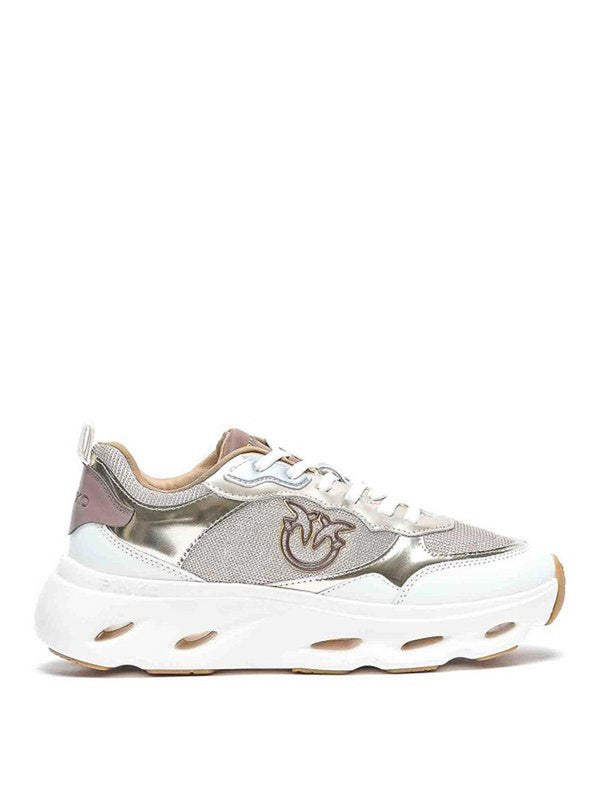 PINK 09 - SNEAKER CALF LEATHER/METALLIC MESH/MIRROR PLATINUM