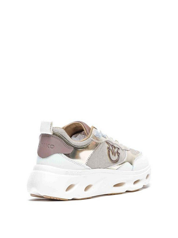 PINK 09 - SNEAKER CALF LEATHER/METALLIC MESH/MIRROR PLATINUM